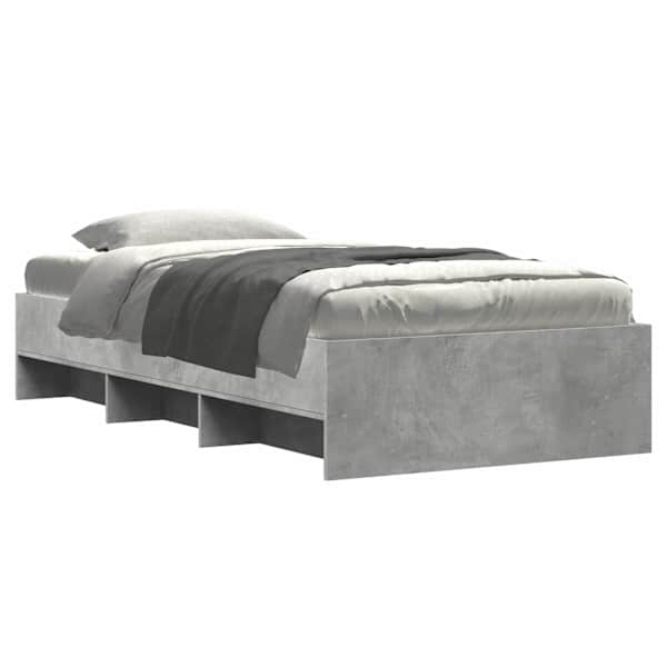Voodiraam riiuliga, betoonhall, 80 × 200 cm, tehispuit — mudel 3429674