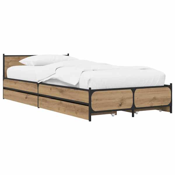 Sahtlitega voodiraam peatsiga, artisan tamm, 80 × 200 cm, tehispuit