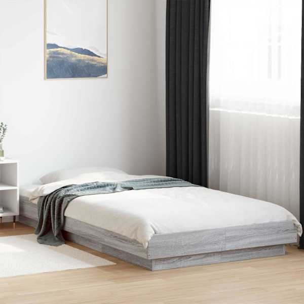 Voodiraam, hall sonoma, 80 × 210 cm, tehispuit — mudel 3429703