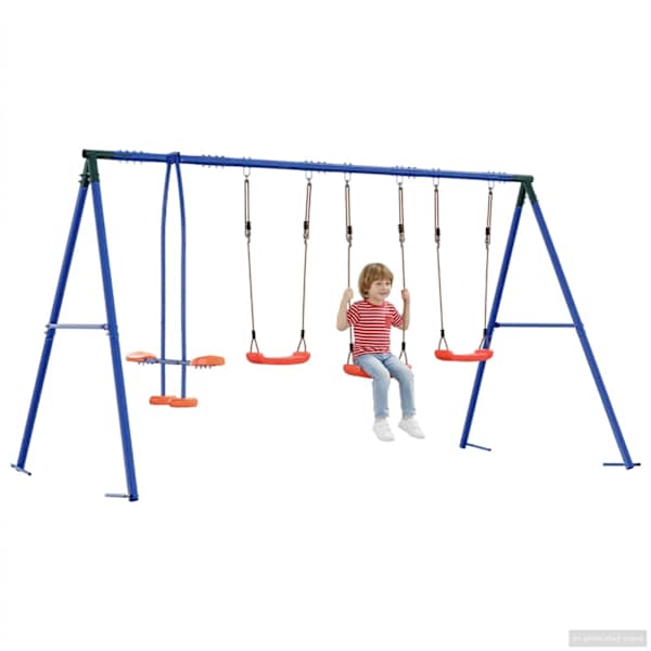 Kiigekomplekt, mitmevärviline, 330 × 185 × 185 cm, teras ja PE – mudel 3429835