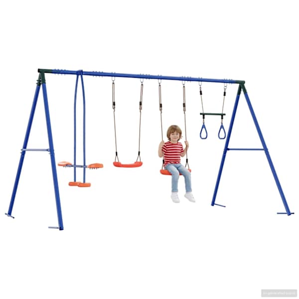 Kiigekomplekt, mitmevärviline, 330 × 185 × 185 cm, teras ja PE – mudel 3429836