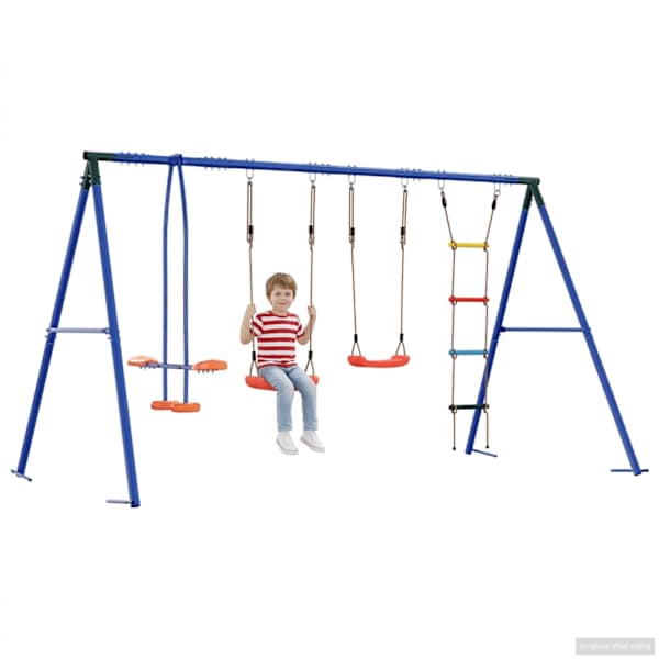 Kiigekomplekt, mitmevärviline, 330 × 185 × 185 cm, teras ja PE – mudel 3429837