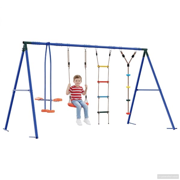Kiigekomplekt, mitmevärviline, 330 × 185 × 185 cm, teras ja PE – mudel 3429841
