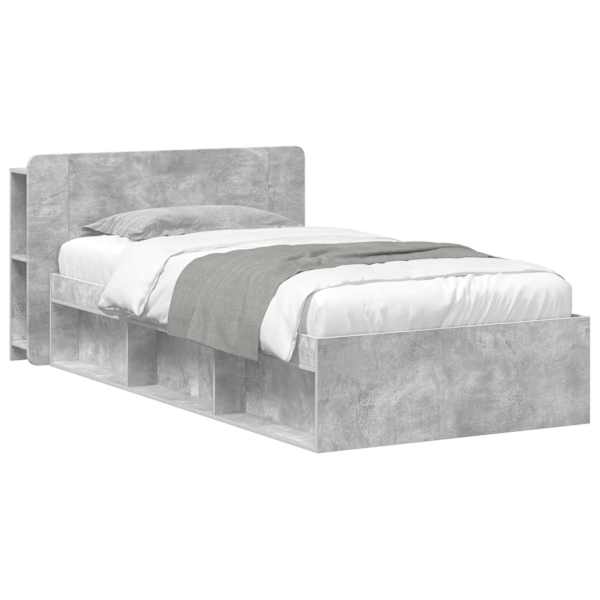 Panipaigaga voodiraam peatsiga, betoonhall, 100 × 200 cm, tehispuit — mudel 3433337