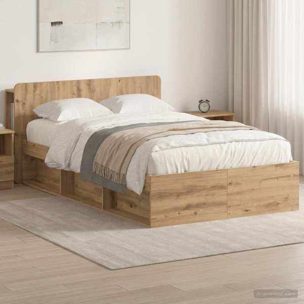 Panipaigaga voodiraam peatsiga, artisan tamm, 120 × 190 cm, tehispuit — mudel 3433351