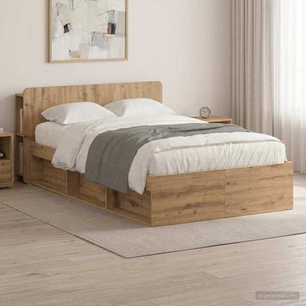 Panipaigaga voodiraam peatsiga, artisan tamm, 120 × 200 cm, tehispuit — mudel 3433359