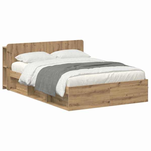 Panipaigaga voodiraam peatsiga, artisan tamm, 135 × 190 cm, tehispuit — mudel 3433367