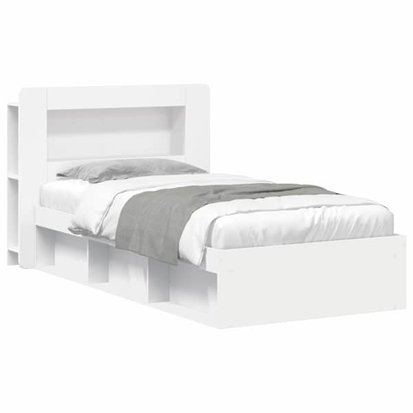 Panipaigaga voodiraam peatsiga, valge, 100 × 200 cm, tehispuit — mudel 3433453