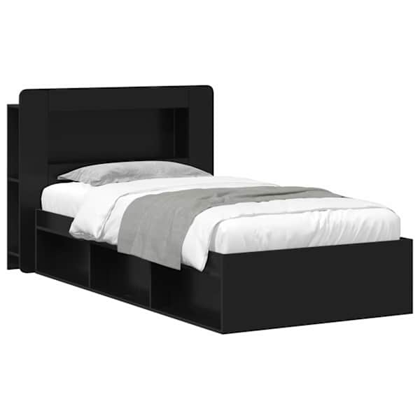Panipaigaga voodiraam peatsiga, must, 90 × 200 cm, tehispuit — mudel 3433455