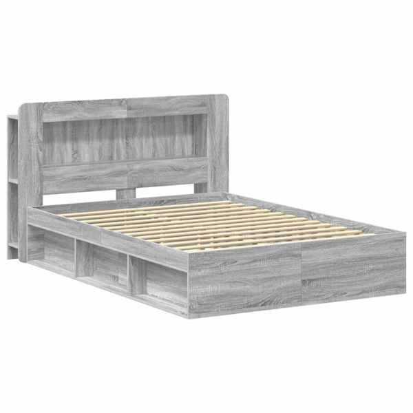 Panipaigaga voodiraam peatsiga, hall sonoma, 140 × 200 cm, tehispuit — mudel 3433497