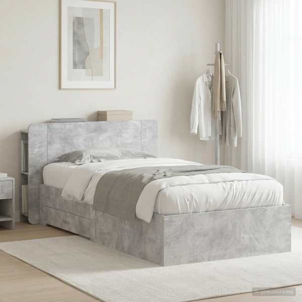 Panipaigaga voodiraam peatsiga, betoonhall, 80 × 200 cm, tehispuit — mudel 3433703