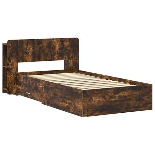 Panipaigaga voodiraam peatsiga, suitsutatud tamm, 80 × 200 cm, tehispuit — mudel 3433706