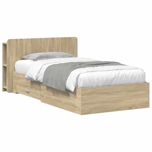 Panipaigaga voodiraam peatsiga, sonoma tamm, 80 × 200 cm, tehispuit — mudel 3433707
