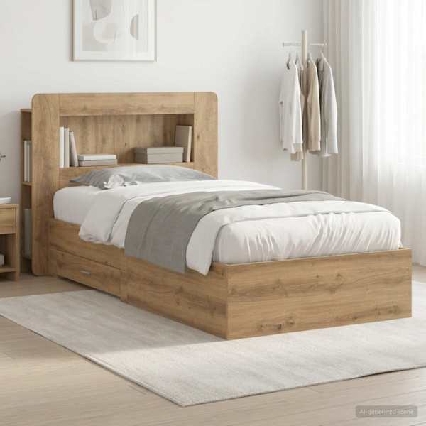 Panipaigaga voodiraam peatsiga, artisan tamm, 80 × 200 cm, tehispuit — mudel 3433807