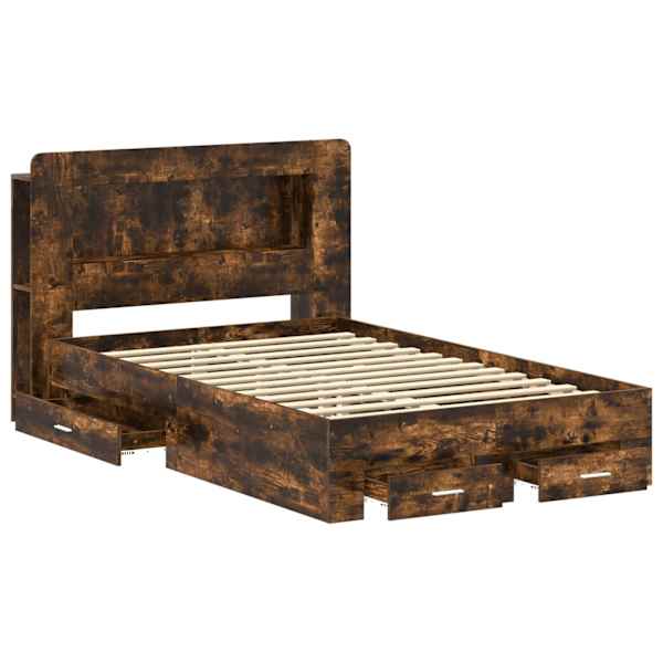 Panipaigaga voodiraam peatsiga, suitsutatud tamm, 120 × 190 cm, tehispuit — mudel 3433843