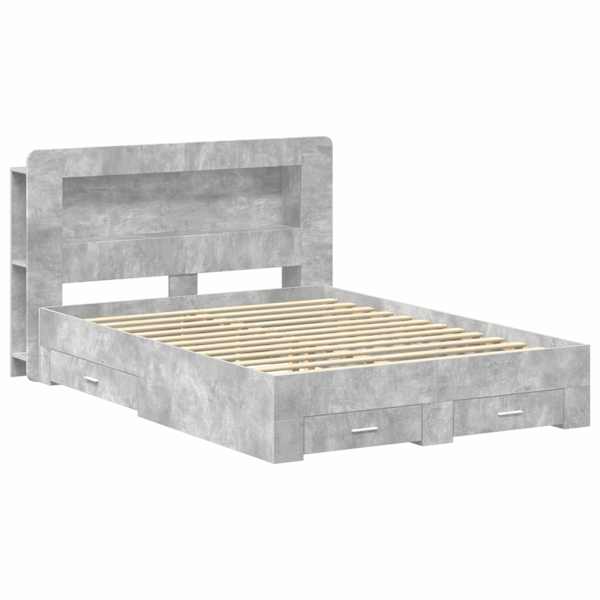 Panipaigaga voodiraam peatsiga, betoonhall, 150 × 200 cm, tehispuit — mudel 3433879