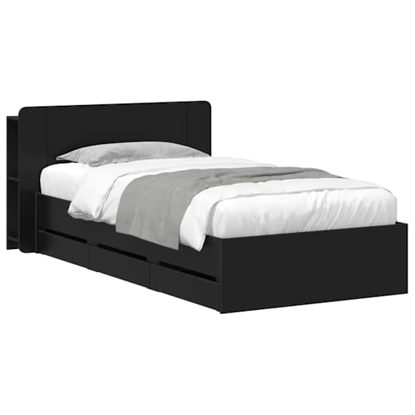 Panipaigaga voodiraam peatsiga, must, 75 × 190 cm