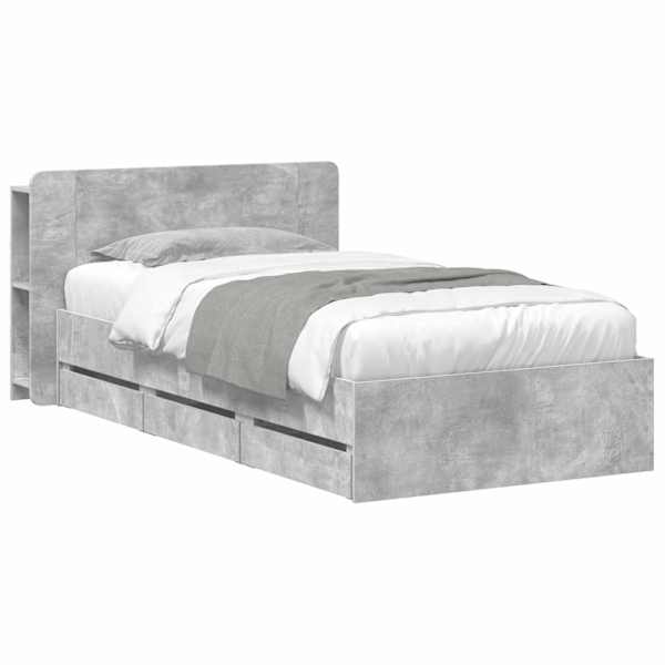 Panipaigaga voodiraam peatsiga, betoonhall, 80 × 200 cm — mudel 3433913