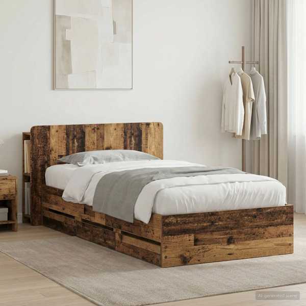 Panipaigaga voodiraam peatsiga, vana puit, 80 × 200 cm — mudel 3433915