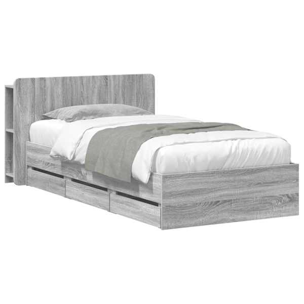 Panipaigaga voodiraam peatsiga, hall sonoma, 90 × 190 cm — mudel 3433921