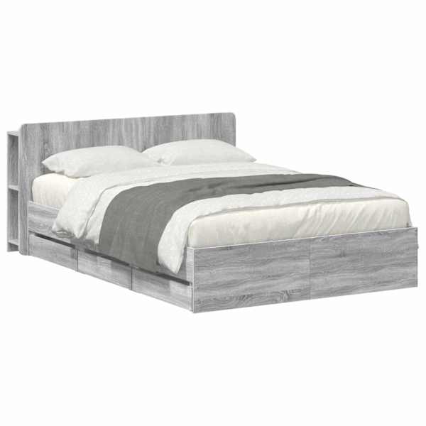 Panipaigaga voodiraam peatsiga, hall sonoma, 140 × 200 cm — mudel 3433963