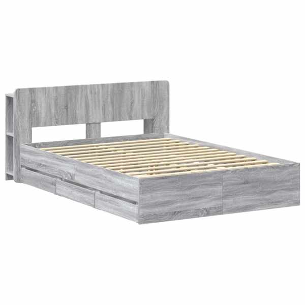 Panipaigaga voodiraam peatsiga, hall sonoma, 140 × 200 cm — mudel 3433963