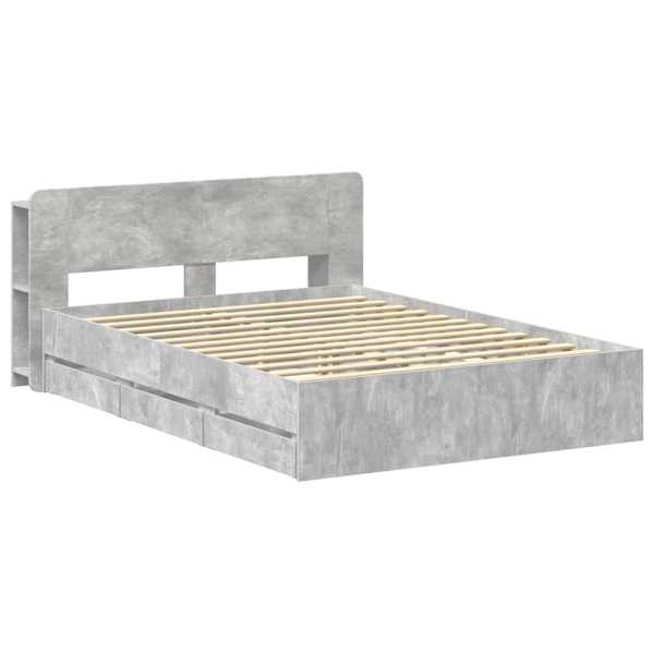 Panipaigaga voodiraam peatsiga, betoonhall, 150 × 200 cm — mudel 3433968