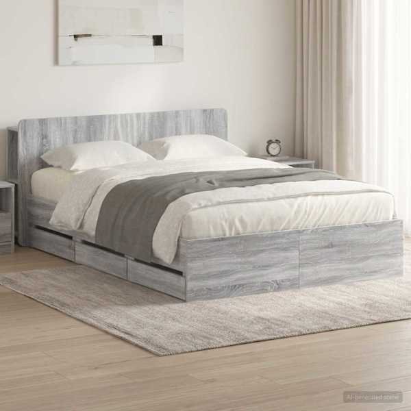 Panipaigaga voodiraam peatsiga, hall sonoma, 150 × 200 cm — mudel 3433969