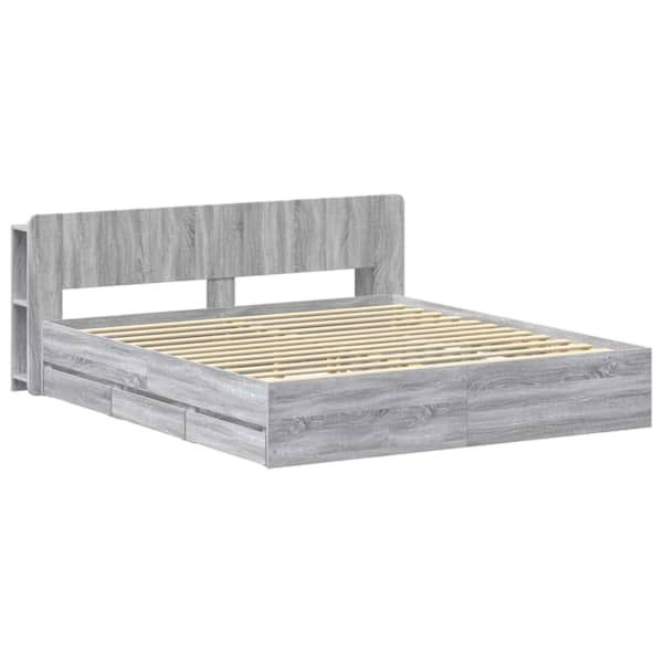 Panipaigaga voodiraam peatsiga, hall sonoma, 180 × 200 cm — mudel 3433981