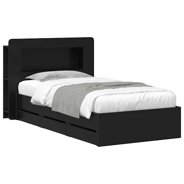 Panipaigaga voodiraam peatsiga, must, 75 × 190 cm