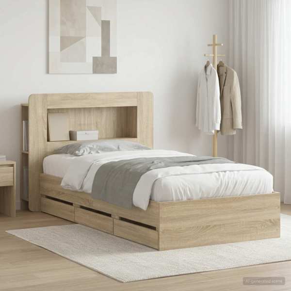 Panipaigaga voodiraam peatsiga, sonoma tamm, 80 × 200 cm — mudel 3434002