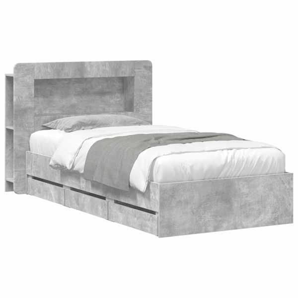 Panipaigaga voodiraam peatsiga, betoonhall, 90 × 190 cm — mudel 3434005