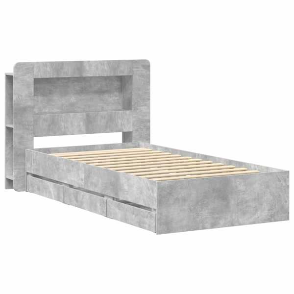 Panipaigaga voodiraam peatsiga, betoonhall, 90 × 190 cm — mudel 3434005