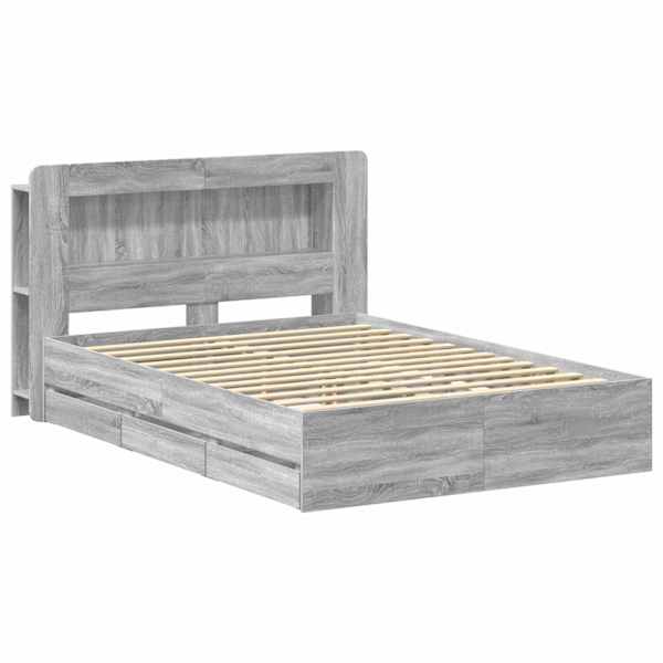 Panipaigaga voodiraam peatsiga, hall sonoma, 140 × 200 cm — mudel 3434048