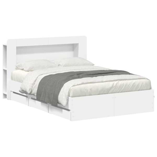 Panipaigaga voodiraam peatsiga, valge, 150 × 200 cm — mudel 3434057