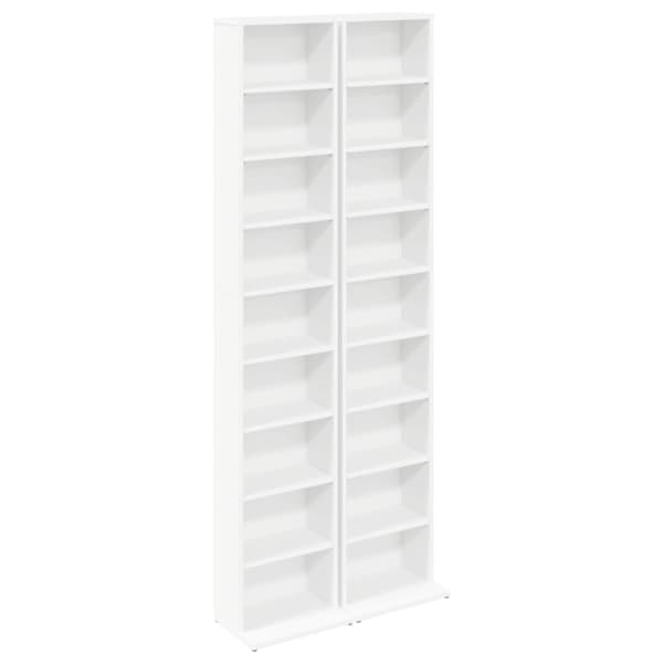 CD kapp 2 tk Valge 33 × 23,5 × 175 cm Tehispuit