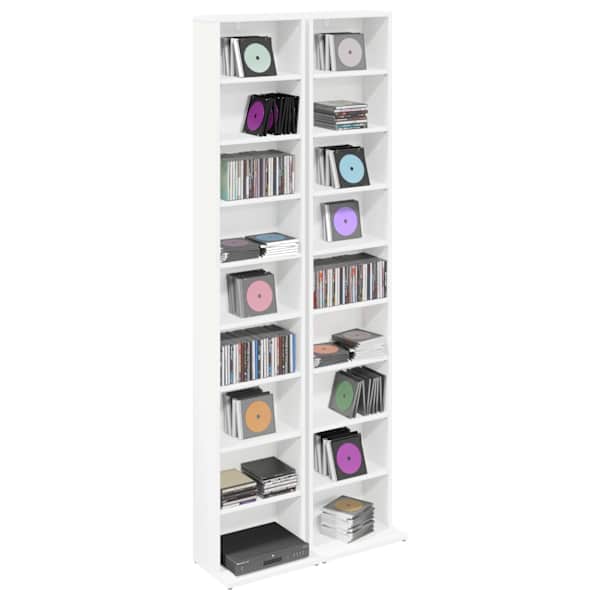 CD kapp 2 tk Valge 33 × 23,5 × 175 cm Tehispuit