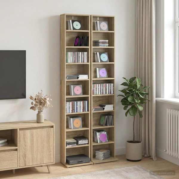 CD kapp 2 tk Sonoma tamm 33 × 23,5 × 175 cm Tehispuit