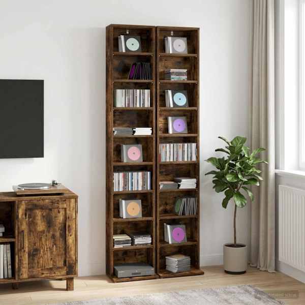 CD kapp 2 tk Suitsutatud tamm 33 × 23,5 × 175 cm Tehispuit