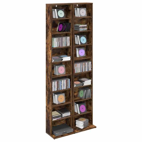 CD kapp 2 tk Suitsutatud tamm 33 × 23,5 × 175 cm Tehispuit
