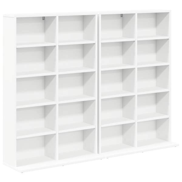 CD kapp 2 tk Valge 65 × 23,5 × 97,5 cm Tehispuit