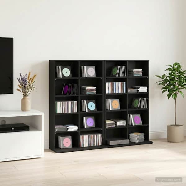 CD kapp 2 tk Must tamm 65 × 23,5 × 97,5 cm Tehispuit