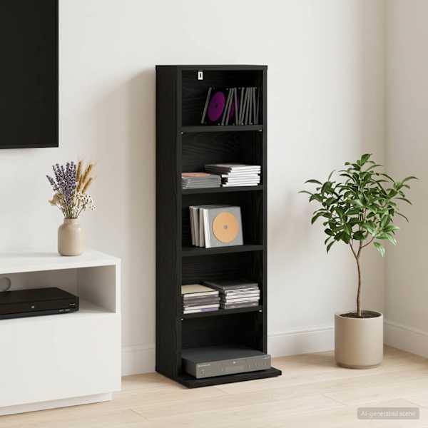 CD kapp Must tamm 33 × 23,5 × 97,5 cm Tehispuit
