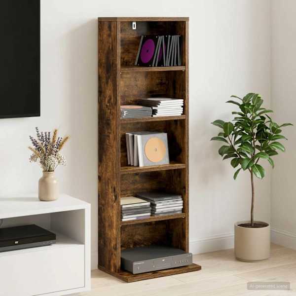 CD kapp Suitsutatud tamm 33 × 23,5 × 97,5 cm Tehispuit