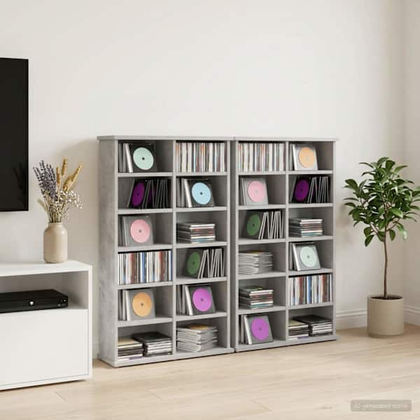 CD kapp 2 tk Betoonhall 60 × 17 × 92 cm Tehispuit