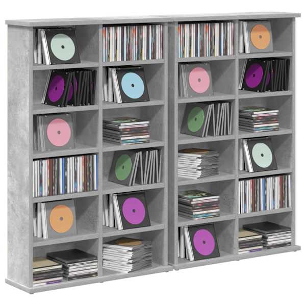 CD kapp 2 tk Betoonhall 60 × 17 × 92 cm Tehispuit