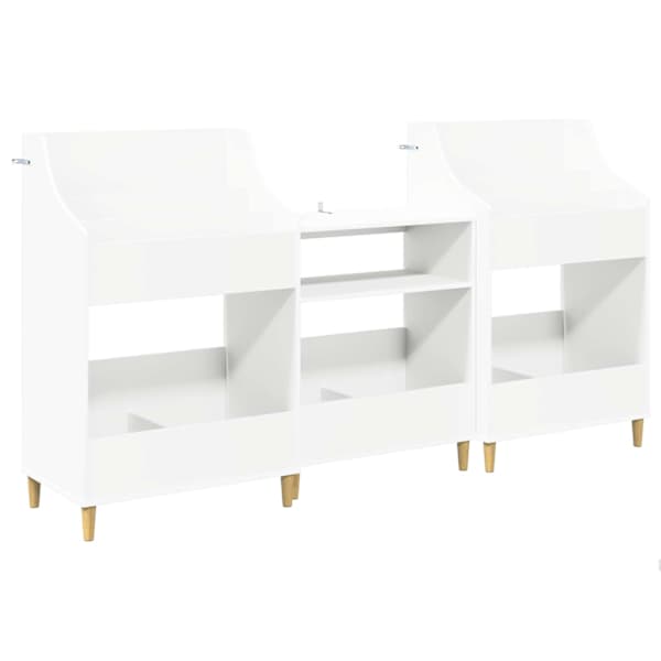 Meedia riiulite komplekt 3 tk Valge 212 × 46 × 112 cm Tehispuit