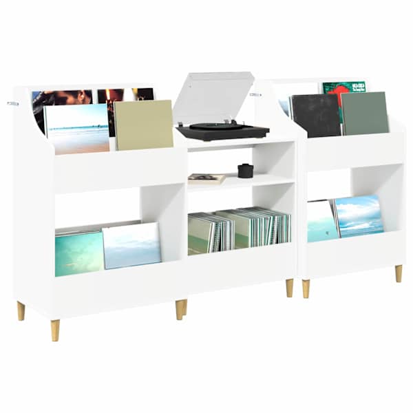 Meedia riiulite komplekt 3 tk Valge 212 × 46 × 112 cm Tehispuit