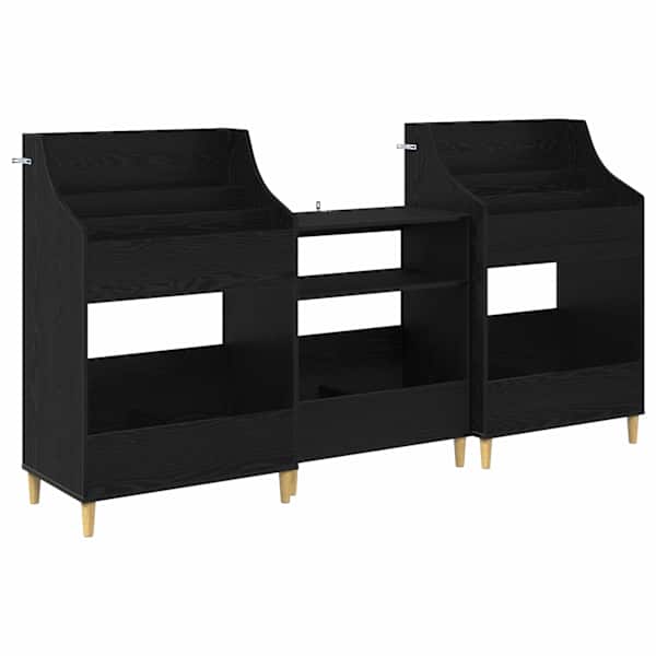 Meedia riiulite komplekt 3 tk Must tamm 212 × 46 × 112 cm