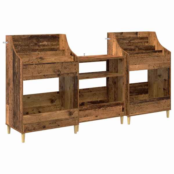 Meedia riiulite komplekt 3 tk Vana puit 212 × 46 × 112 cm